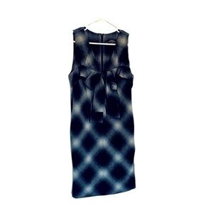 Robert Rodriguez Sleeveless plaid Wool Dress With Front Bow | size 12